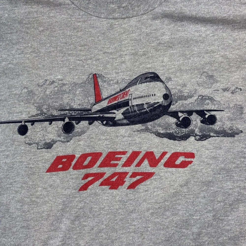 Men’s Screen Stars Single Stitch Boeing 747 Graphic T Shirt Size Large - Picture 2 of 4